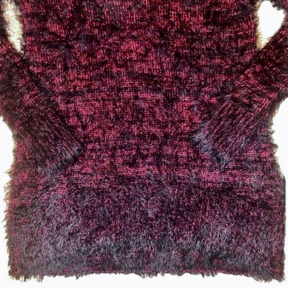 Rock and Republic Textured Metallic V Neck Sweater in Black/Burgundy Women’s M - Picture 6 of 10